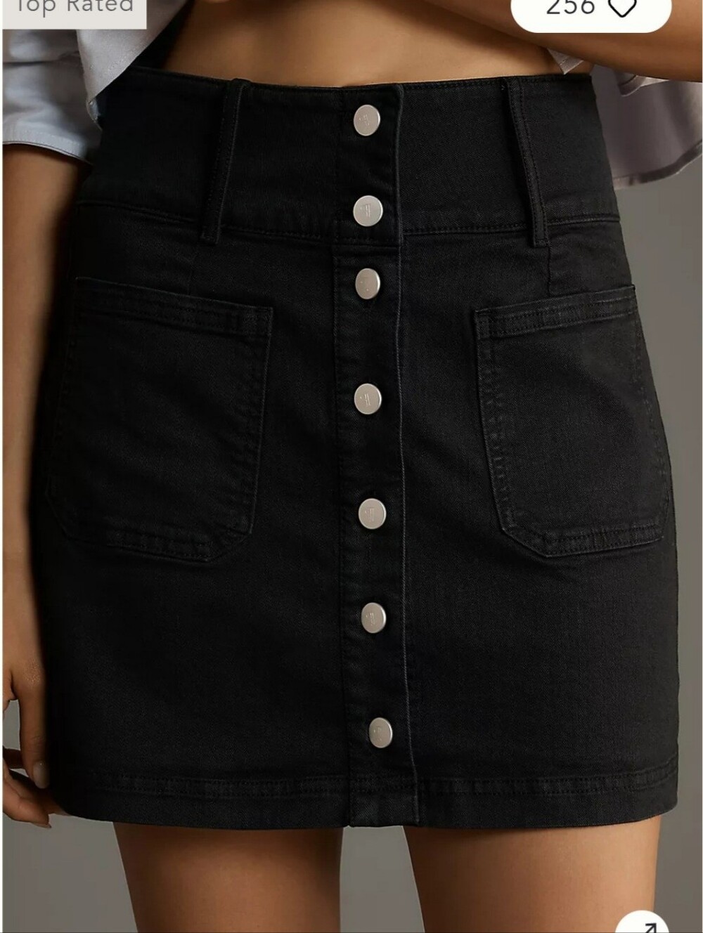 Pilcro Button-Front Denim Mini Skirt